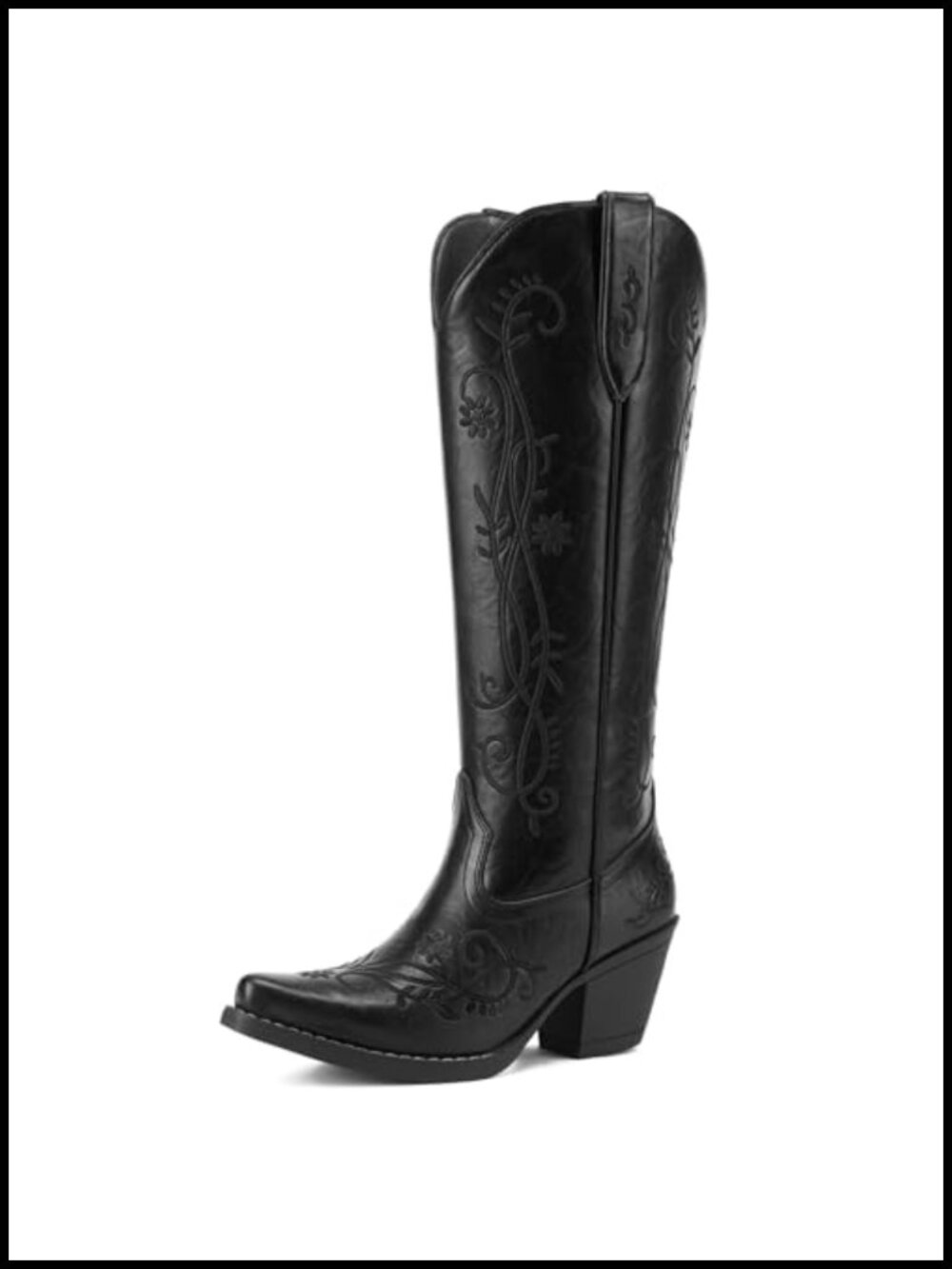 Knee High Western Cowboy Boots Snip Toe Block Heel Comfort